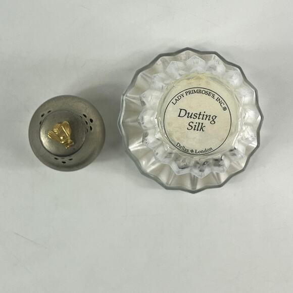 Lady Primrose Royal Extract Dusting Silk Glass Powder Shaker Dallas London 3oz - Picture 7 of 10
